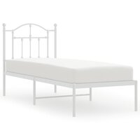 Bedframe met hoofdbord zonder matras metaal wit 75x190 cm 2