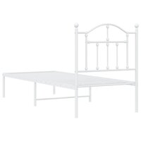 Bedframe met hoofdbord zonder matras metaal wit 75x190 cm 7