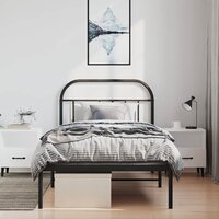 Bedframe met hoofdbord metaal zwart 100x190 cm 4