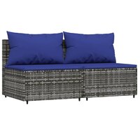 3-delige Loungeset met kussens poly rattan grijs 3