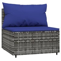 3-delige Loungeset met kussens poly rattan grijs 4