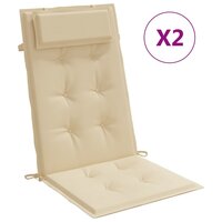 Stoelkussens 2 st hoge rug oxford stof beige 2