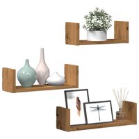 Wandschappen 3 st bewerkt hout artisanaal eiken 3