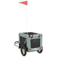 Hondenfietstrailer oxfordstof en ijzer grijs en zwart 9