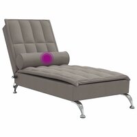 Massage chaise longue met bolster stof taupe 7