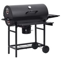 Barbecuevat met wielen en schappen 115x85x95 cm staal zwart 2
