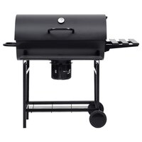 Barbecuevat met wielen en schappen 115x85x95 cm staal zwart 3