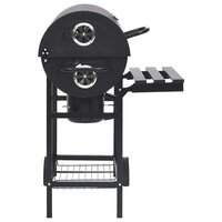 Barbecuevat met wielen en schappen 115x85x95 cm staal zwart 4