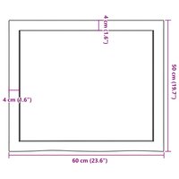 Wastafelblad 60x50x(2-4) cm onbehandeld massief hout 9