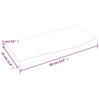 Wastafelblad 60x30x2 cm behandeld massief hout donkerbruin 6