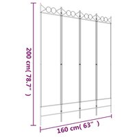 Kamerscherm met 4 panelen 160x200 cm stof zwart 8