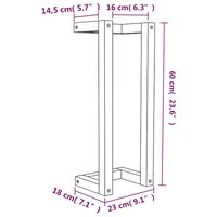 Handdoekenrek 23x18x60 cm massief grenenhout wit 8