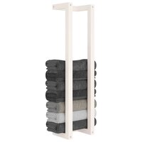 Handdoekenrek 23x18x90 cm massief grenenhout wit 4