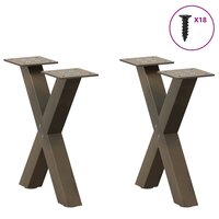 Salontafelpoten 2 st X-vormig 37x(30-31) cm staal naturel 3