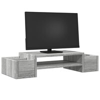 Monitorstandaard met opbergruimte 70x27x15 cm hout grijs sonoma 3