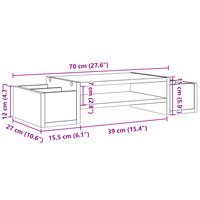 Monitorstandaard met opbergruimte 70x27x15 cm hout grijs sonoma 9