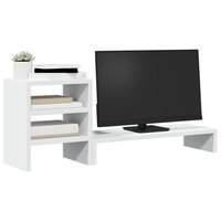 Monitorstandaard met bureau-organizer bewerkt hout wit 3