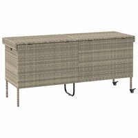 Tuinbox met wielen 160x55x75 cm poly rattan lichtgrijs 6