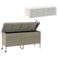 Tuinbox met wielen 160x55x75 cm poly rattan lichtgrijs 7