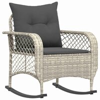 Tuinschommelstoel met kussens poly rattan lichtgrijs 2
