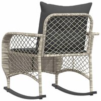 Tuinschommelstoel met kussens poly rattan lichtgrijs 6