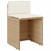 3-delige Bistroset met kussens poly rattan beige 5