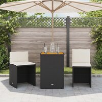 3-delige Bistroset met kussens poly rattan zwart 3