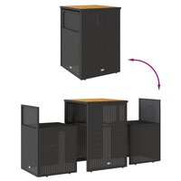 3-delige Bistroset met kussens poly rattan zwart 8