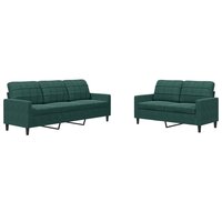 2-delige Loungeset met kussens fluweel donkergroen 2