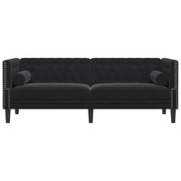 Driezitsbank Chesterfield-stijl met bolsters fluweel zwart 4