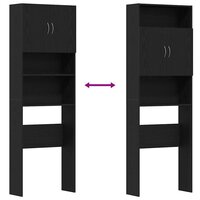 Wasmachinekast 64x24x190 cm spaanplaat zwart eikenkleurig 9