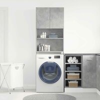 Wasmachinekast 64x24x190 cm bewerkt hout betongrijs 4