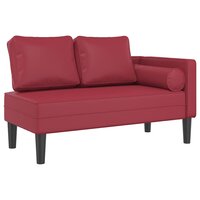 Chaise longue met kussens kunstleer wijnrood 2