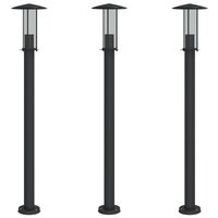 Vloerlamp voor buiten 3 st 100 cm roestvrij staal zwart 2