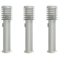 Buitenvloerlampen 3 st stopcontact 60 cm roestvrijstaal zilver 2