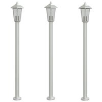 Vloerlamp voor buiten 3 st 120 cm roestvrijstaal zilverkleurig 2