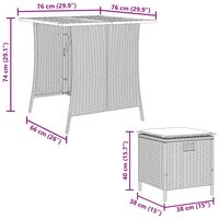 5-delige Tuinset met kussens poly rattan grijs 7