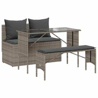 3-delige Tuinset met kussens poly rattan grijs 2