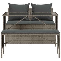 3-delige Tuinset met kussens poly rattan grijs 7