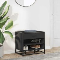 Schoenenbank 60x40x53,5 cm bewerkt hout en metaal zwart 3