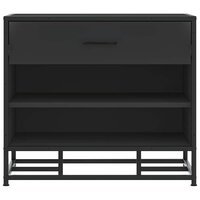 Schoenenbank 60x40x53,5 cm bewerkt hout en metaal zwart 4