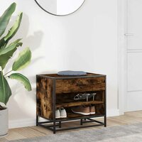 Schoenenbank 60x40x53,5 cm bewerkt hout en metaal gerookt eiken 3