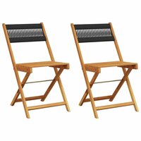 Bistrostoelen 2 st massief acaciahout en touw zwart 2