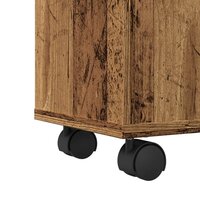 Badkamerkast smal met wielen bewerkt hout oud houtkleurig 8
