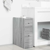 Badkamerkast smal met wielen bewerkt hout grijs sonoma eiken 3