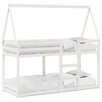 Stapelbed met bedhuis massief grenenhout wit 80x200 cm 2