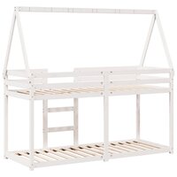 Stapelbed met bedhuis massief grenenhout wit 80x200 cm 6