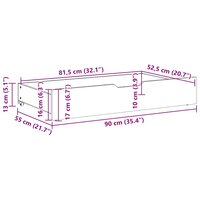 Bedlades 2 st met wieltjes 90x55x17 cm massief grenenhout 8