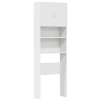 Wasmachinekast 64x24x190 cm bewerkt hout wit 2