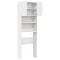 Wasmachinekast 64x24x190 cm bewerkt hout wit 6